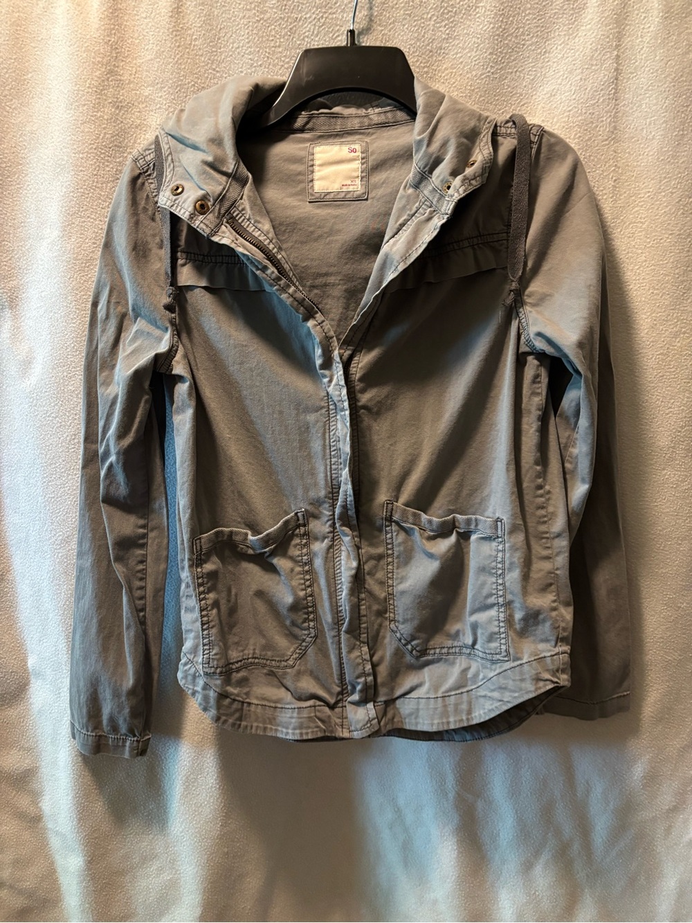 SO Light Gray Hooded Utility Jacket